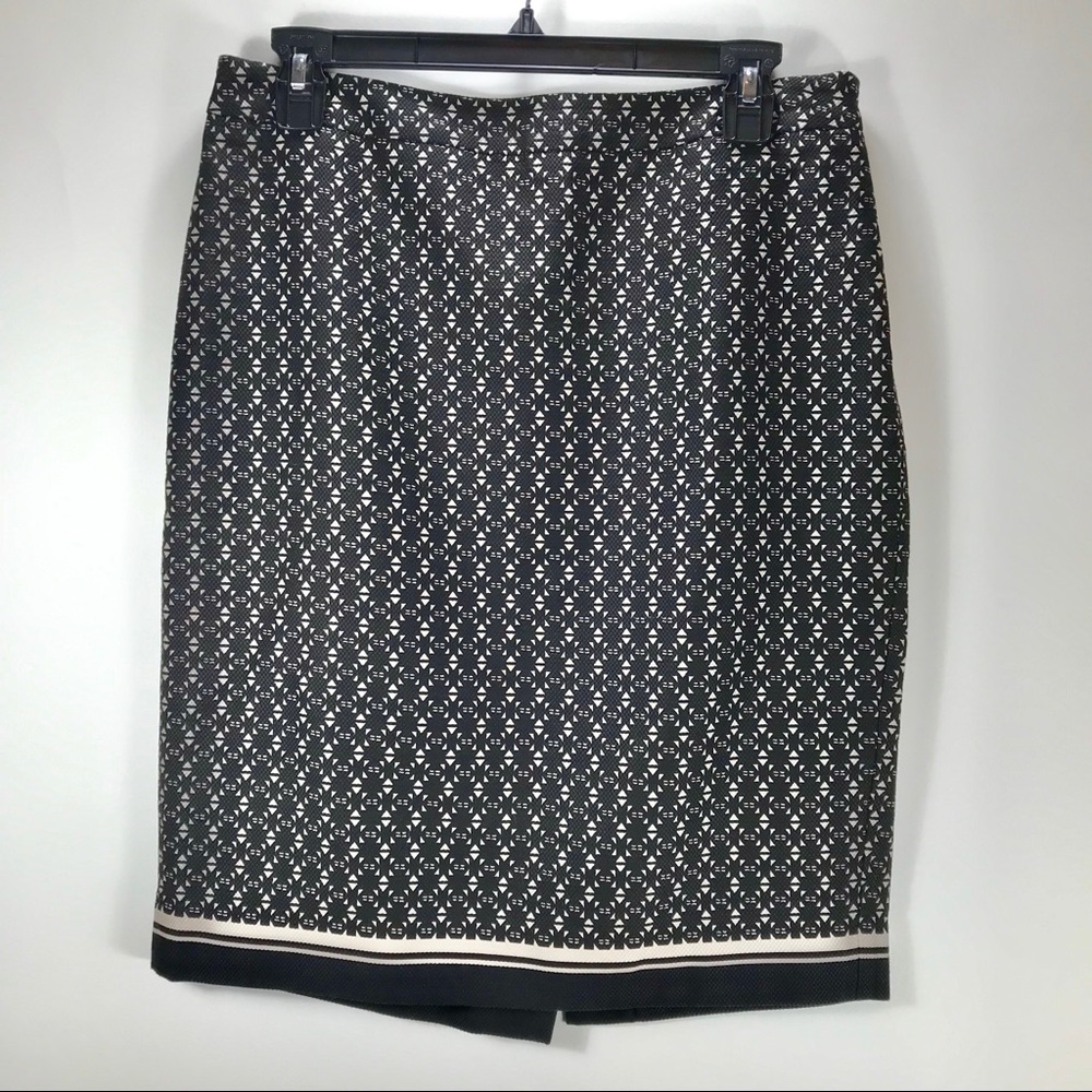 The Limited Academia Business Casual Geometric Pencil Skirt Black Tan Size 6